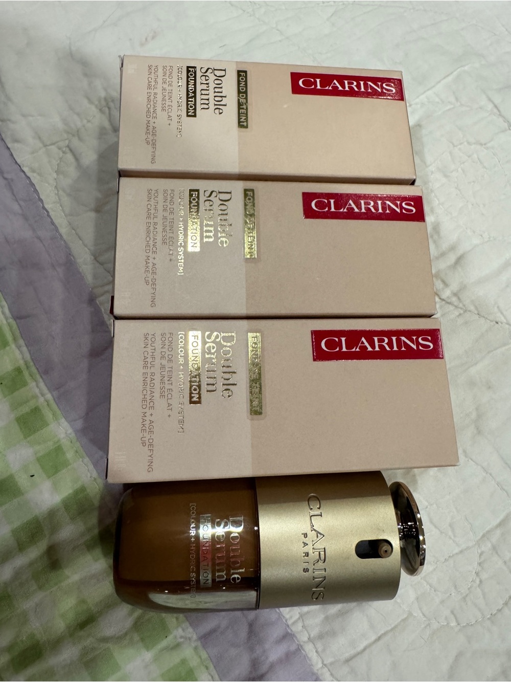 Clarins Double Serum Foundation in Beige with Gold Accents